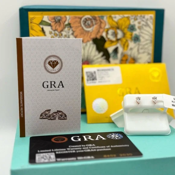 GRA Certified 1.5ct Pear‑Cut Moissanite Earrings | D Color | 925 Sterling Silver - Picture 11 of 11